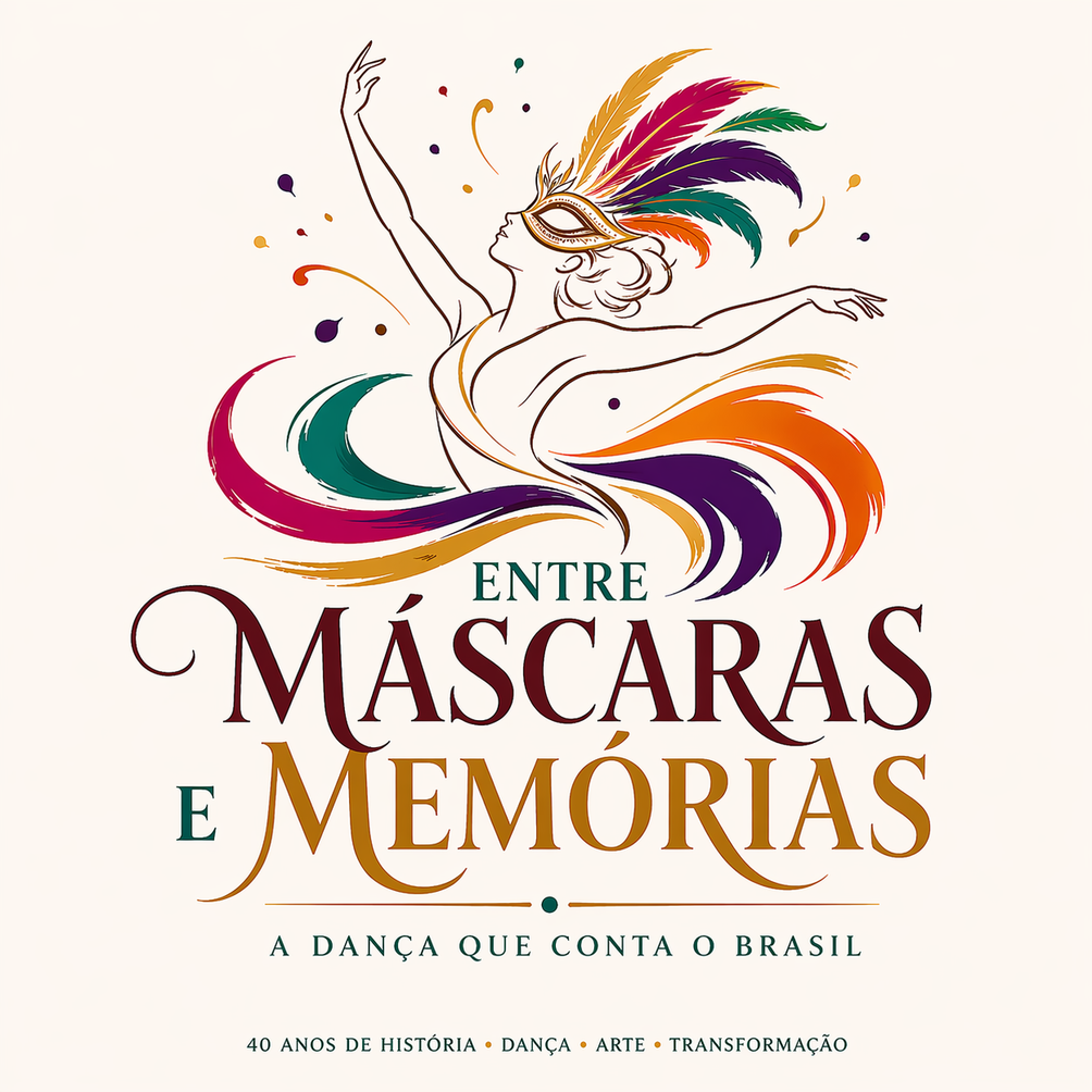 Logo do espetáculo: Entre Máscaras e Memórias — A dança que conta o Brasil